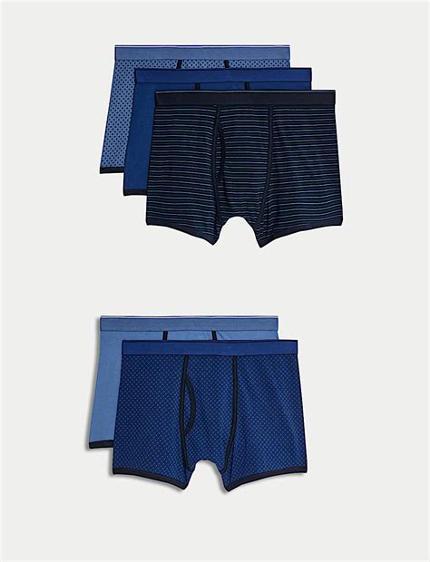 Buy 5pk Cotton Stretch Cool & Fresh™ Trunks at Marks & Spencer