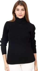 Pachirisu Solid High Neck Casual Women Black Sweater - Buy Pachirisu ...