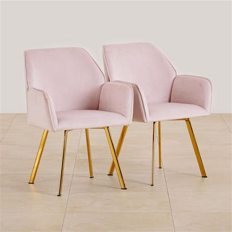 Buy (Refurbished) Monarch Set of 2 Velvet Dining Chairs - Pink from ...