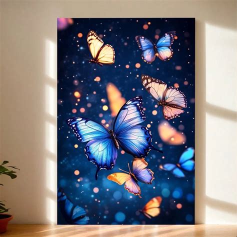 Framed Blue Butterfly Wall Art, Nature-Inspired Canvas Hanging, Insect ...