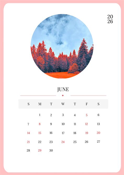 Free Rustic June 2026 Calendar Template to Edit Online