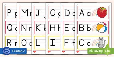Grade R English -Phonics - Flashcards: Alphabet Strips