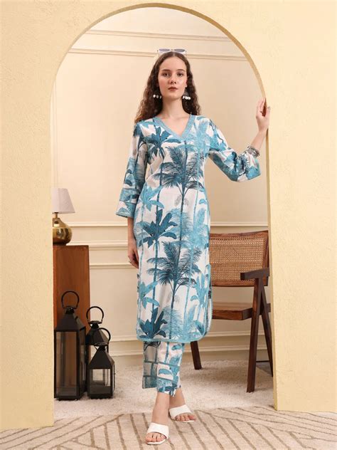 Shop trendy pure cotton kurta pant sets for women online – Yufta Store