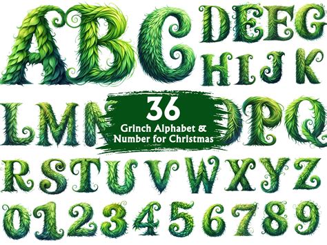 Grinch Christmas Alphabet & Number Set Grafik Von Vampire Art ...