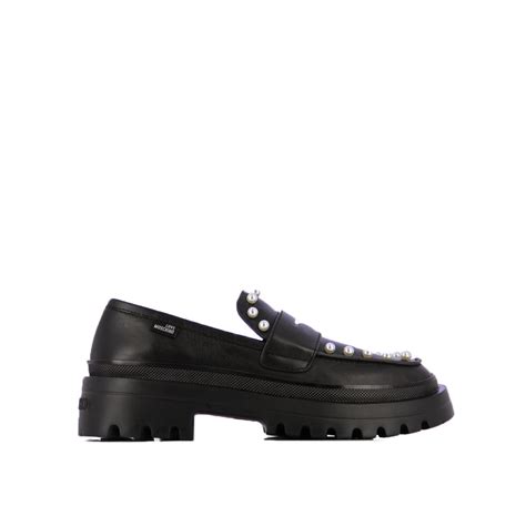 Pearly Leather Loafer -Black - Europa Art