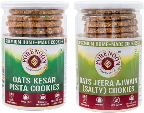Fore Noon Oats Jeera Ajwain (Salty) & Oats Kesar Pista Cookies (356 g ...