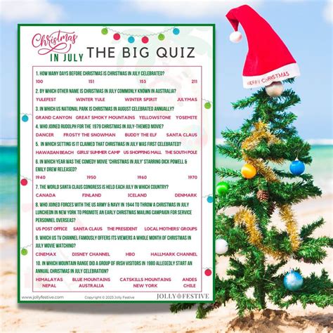 Free Printable Christmas in July Trivia Quiz - Jolly Festive