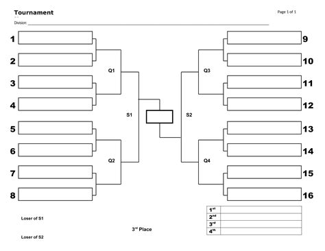 Free Printable Tournament Bracket Templates [6, 8, 10, 16 Teams] Excel
