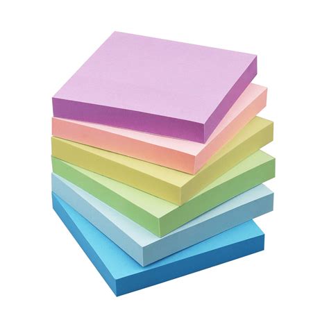 Sticky Notes 3x3 inch Pastel Colors Self-Stick Pads 6 Pads/Pack 100 ...