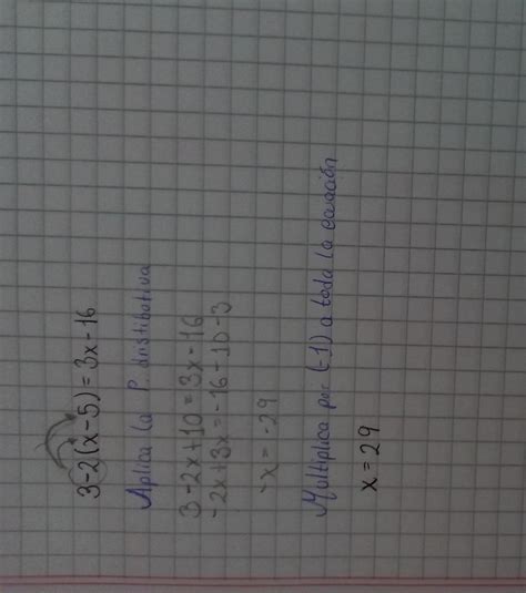 A) 3-2(x-5)=3x-16 ...