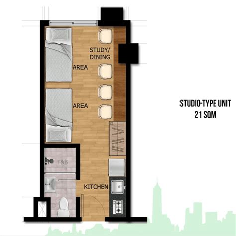 Image result for Studio Type Condo Layout