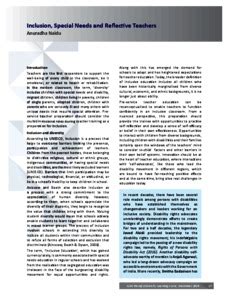 Inclusion, special needs and reflective teachers - ePrints@APU