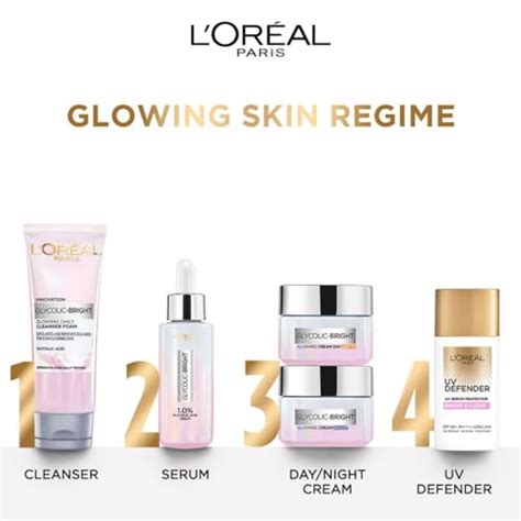 L'Oreal Paris Brightening Serum, 1% Glycolic Acid, 2% Niacinamide Seru ...