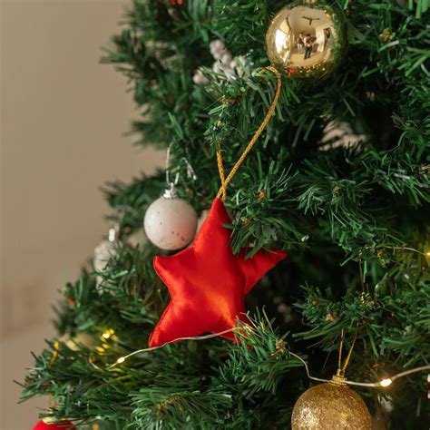 Red And Green Satin Mini Star Christmas Ornament Set of 2 – House of Ekam