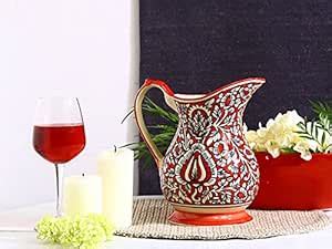 Caffeine Ceramic Handmade Stoneware Red Mughal Water jug (Set of 1 ...