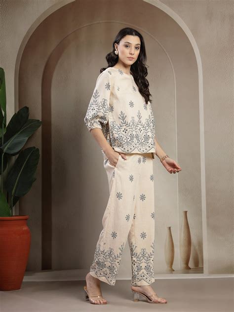 Gipsy Black Lightweight Printed Co ord Set with Jewel Neckline