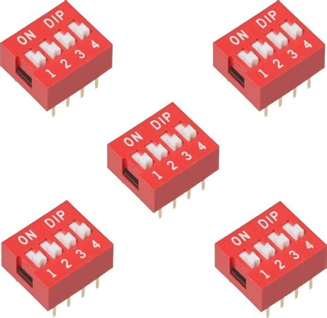 e4u 4 Way DIP Switch Red Color PCB Mount DIP-8 Package - 5 No's ...