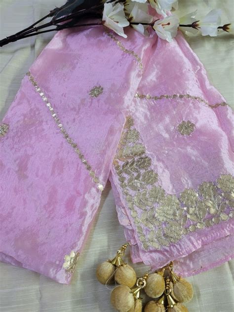 Premium Quality Organza Dupatta with Gotta Patti Work and Tassels ...