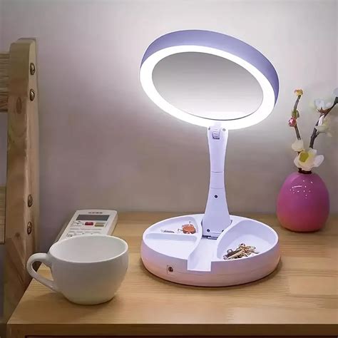 Kuber Industires Foldable Makeup Mirror with LED Light|Mirror for Table ...