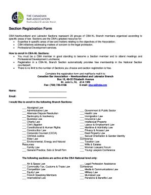 Fillable Online nl-cba Section Registration Form - nl-cbaorg Fax Email ...