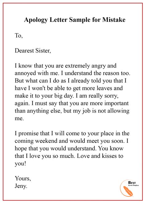 Apology Letter Template for Mistake – Format, Sample & Example