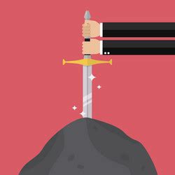 Excalibur sword in the stone hand drawn sketch Vector Image