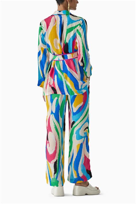 Buy Brush Stroke Blazer Shirt And Trousers Co-Ord by Studio Rigu | The ...