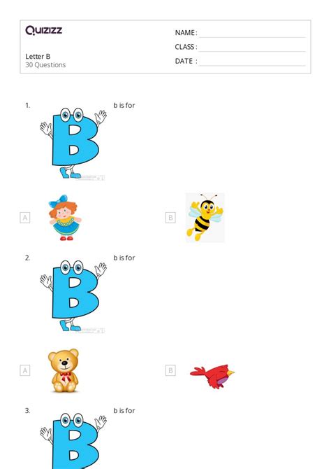50+ The Letter B worksheets for 1st Class on Quizizz | Free & Printable