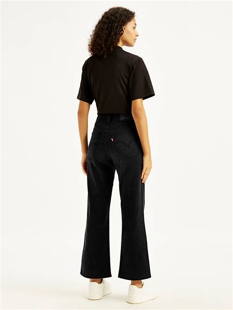 Women's Black Ribcage Cropped Bootcut Fit High Rise Jeans – Levis India ...