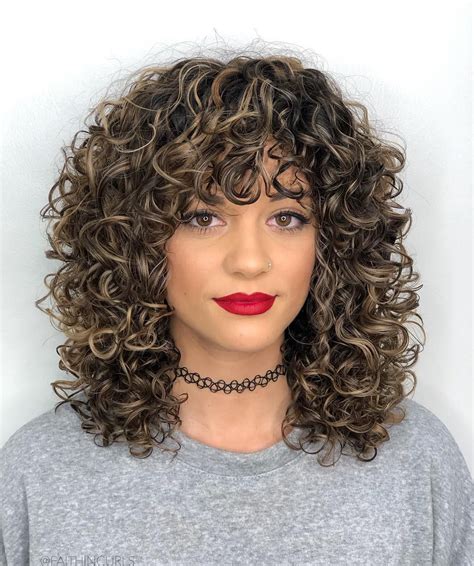 91 Best Ways to Pair Curly Hair with Bangs | Medium curly hair styles ...