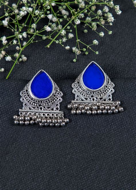 Get Blue Drop Glasswork Stud Earrings at ₹ 850 | LBB Shop