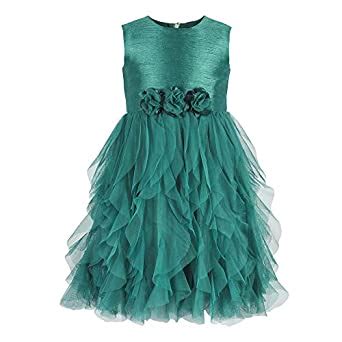 Buy Toy Balloon Kids Green Waterfall Knee Length Girls Party Dress at ...