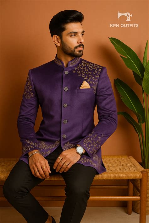 Men's Exclusive Purple Zardozi Work Jodhpuri Set – Luxury Wedding Wear ...
