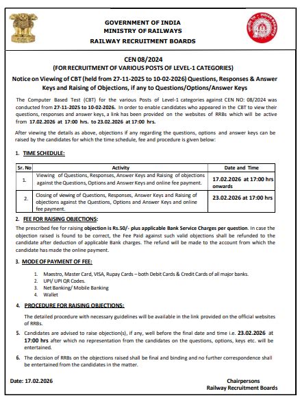 Railway RRB Group D Answer Key 2026 Released