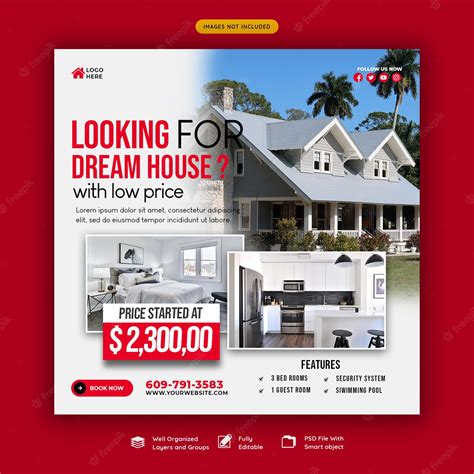 Real estate house property instagram post or social media banner ...