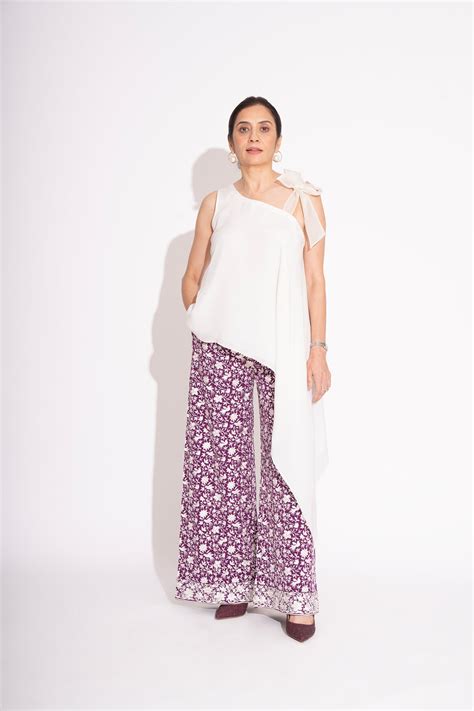 White Pure Silk Crepe Off Shoulder Asymmetrical Top – House of Inari