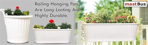 mastBus Plastic Rectangle Railing Planters for Balcony, Hanging Pots ...