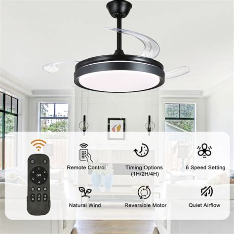 Bella Depot Retractable Ceiling Fan 42-in Black Color-changing ...