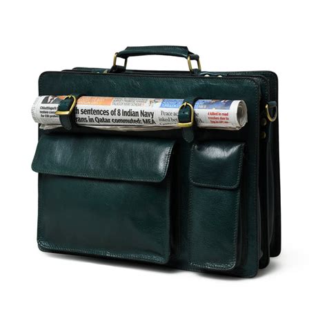 Tuscany Italian Leather Briefcase, Green — MaheTri