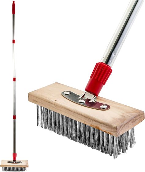 Amazon.com: Wire Broom Outdoor Scrub Brush with Long Handle, Stiff ...