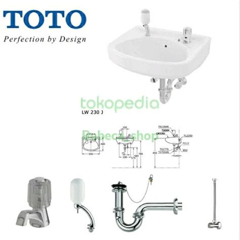 Jual Wastafel TOTO LW230J W/F Putih Comp Set Kran Dingin T205MB ...