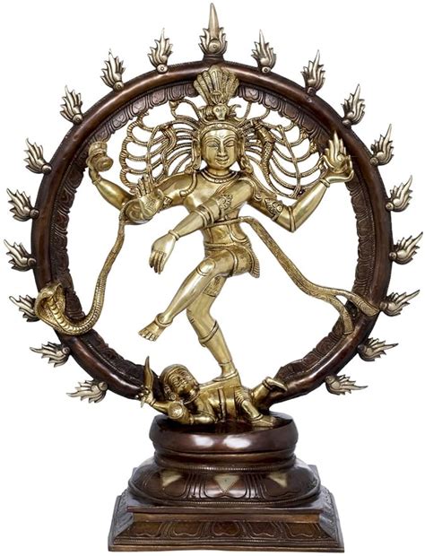 Buy Exotic India Nataraja - Brass Statue - Color Brown Gold Color ...