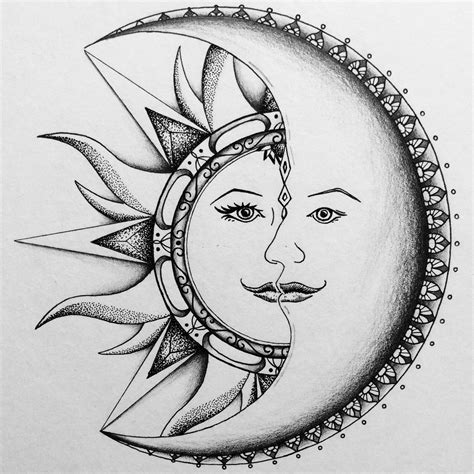Sun And Moon Pencil Drawing