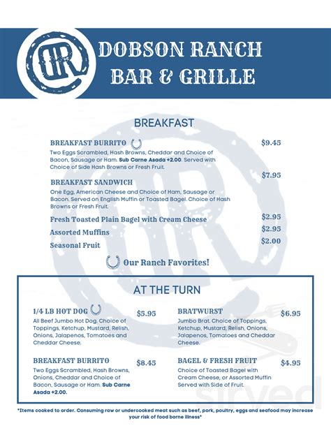 Dobson Ranch Golf Course menu in Mesa, Arizona, USA