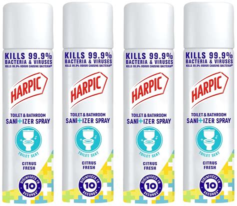 Harpic Toilet Seat Sanitizer Spray 90ml (Pack of 4), Citrus Fresh ...