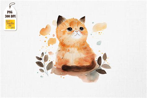 Cute Watercolor Cat Art Graphic by Camellia Art · Creative Fabrica