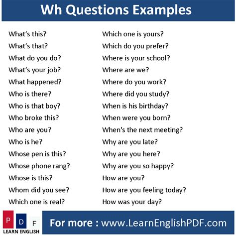 Image result for Example of WH Questions