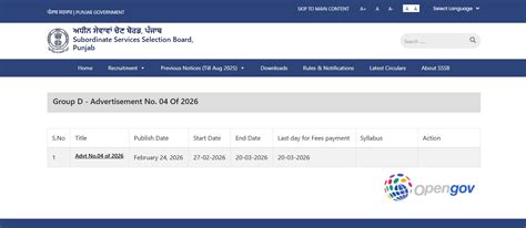 PSSSB Group D recruitment 2026 notification released: Apply online ...