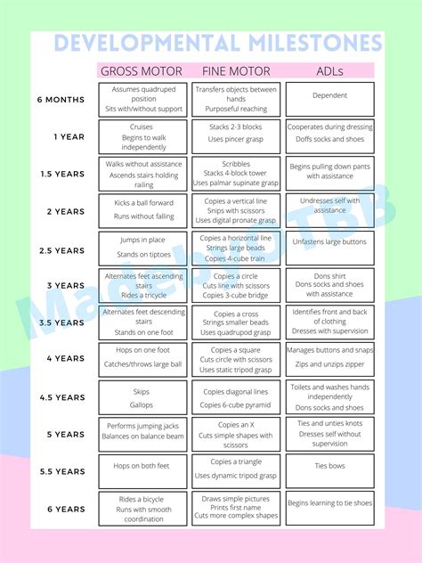 Pediatric Developmental Milestones Quick Reference for - Etsy UK