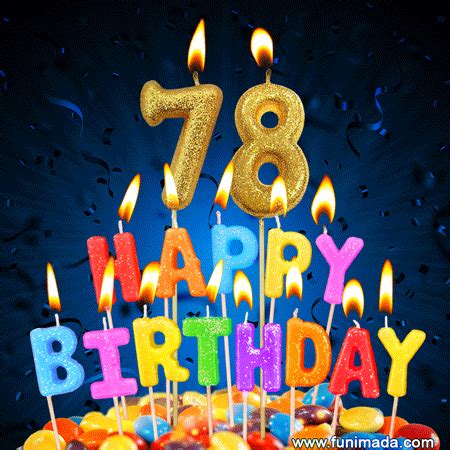 Best Happy 78th Birthday Cake with Colorful Candles GIF — Download on ...